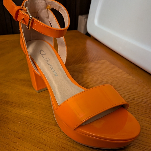 Orange Block Heel Sandals - Picture 16 of 16
